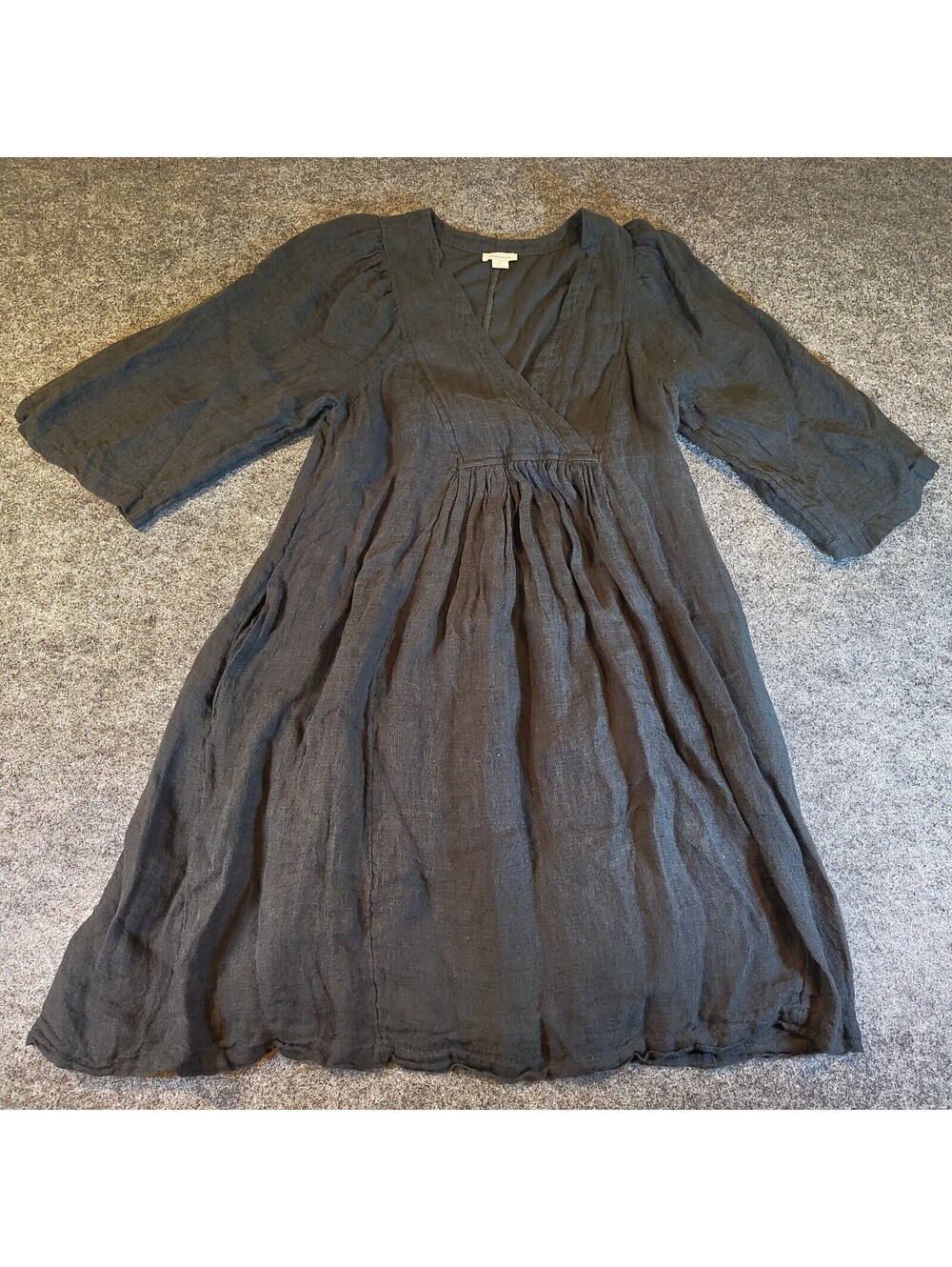 Sundance Dark Gray 100% Linen Dress Small